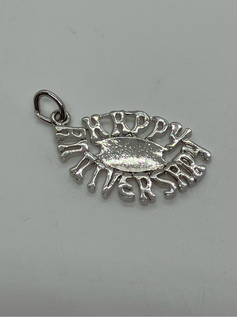 Vtg 925 Sterling Silver Classic Minimalist Happy Anniversary Charm